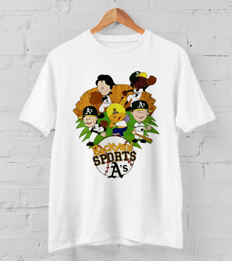 Backyard Sports A's Oakland Athletics MLB Characters Playing Baseball T-Shirt