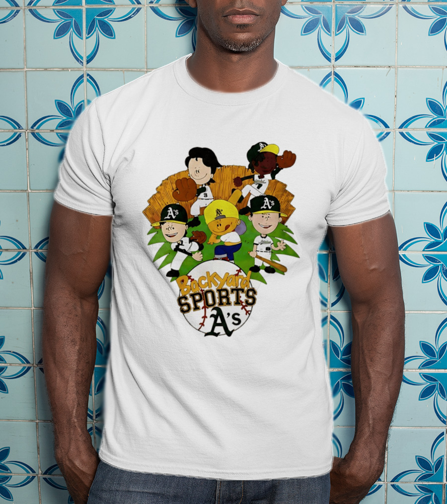 Backyard Sports A's Oakland Athletics MLB Characters Playing Baseball T-Shirt