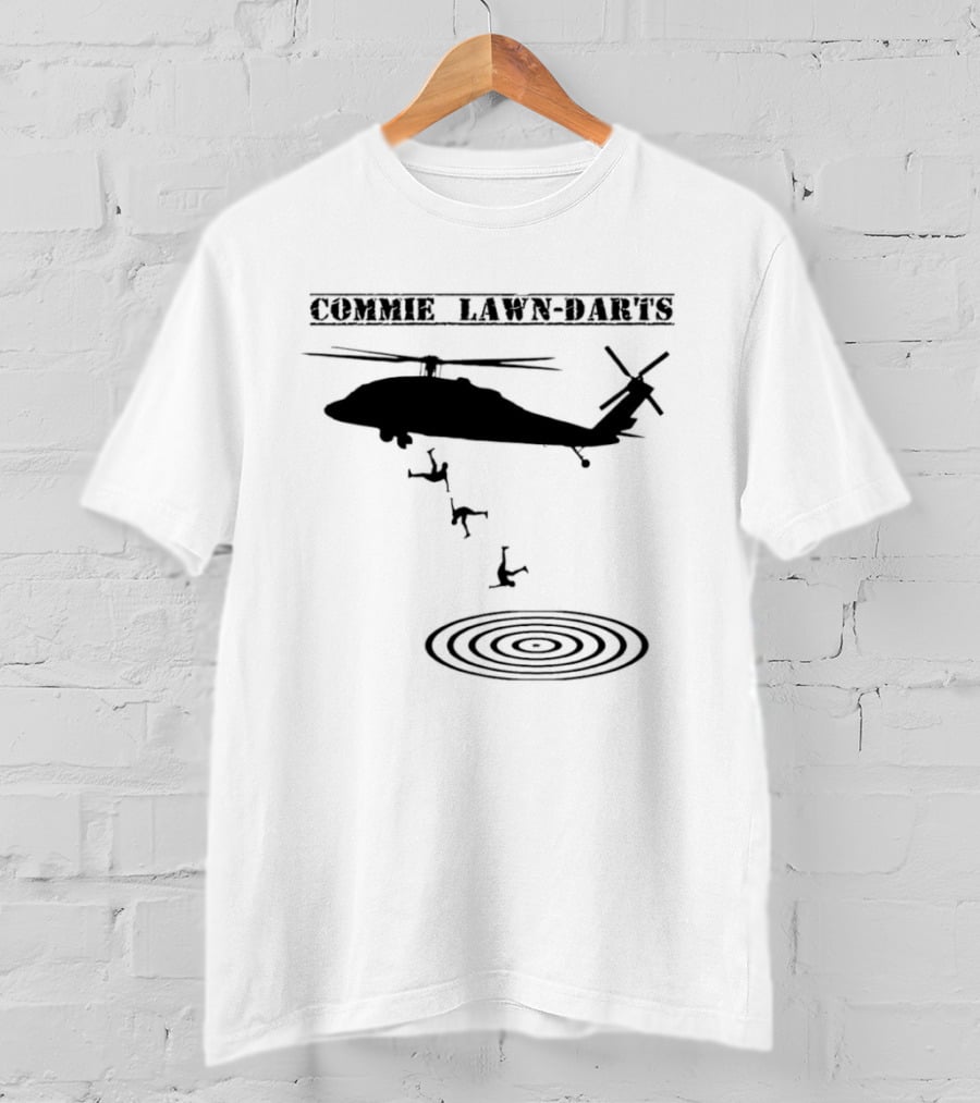 Commie Lawn Darts Helicopter Paratrooper Meme Target Landing T-Shirt