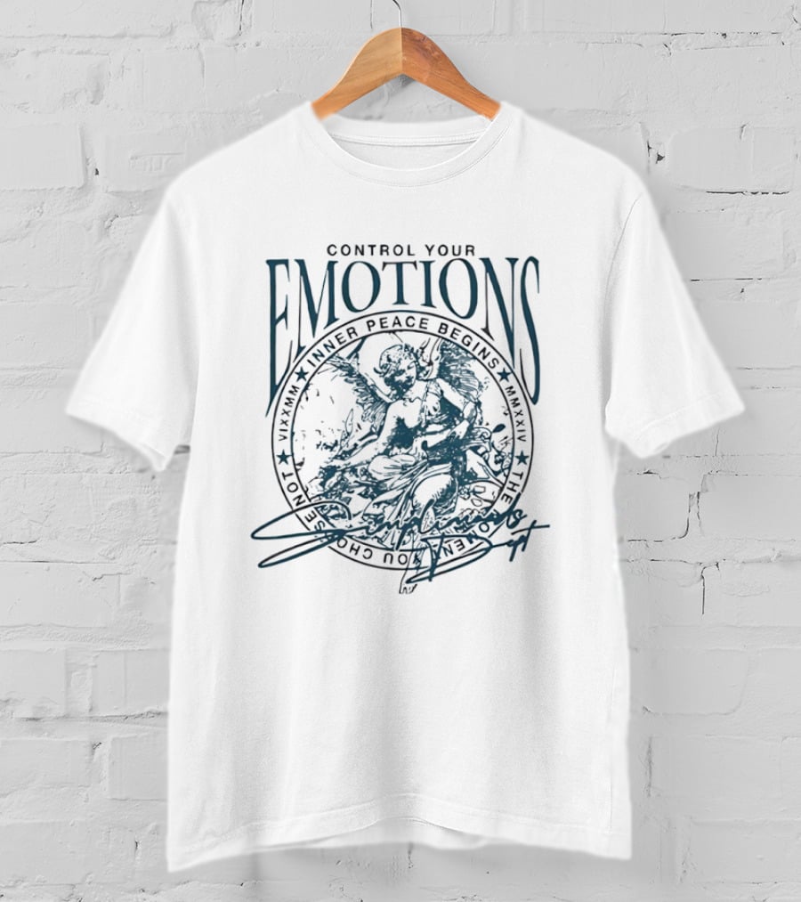Control Your Emotions Inner Peace Begins Graphic Text Circle Motif T-Shirt