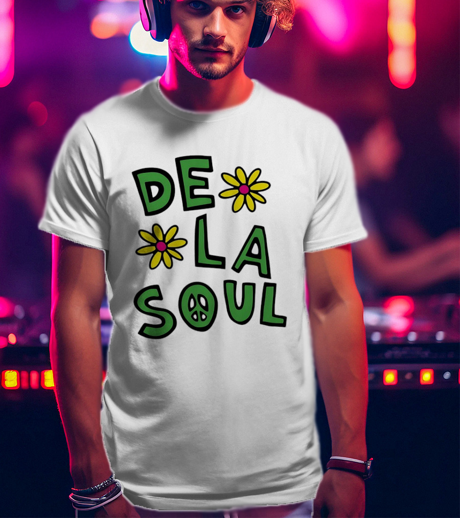 De La Soul Flowers Peace Sign Iconic 90s Hip Hop Nostalgia T-Shirt