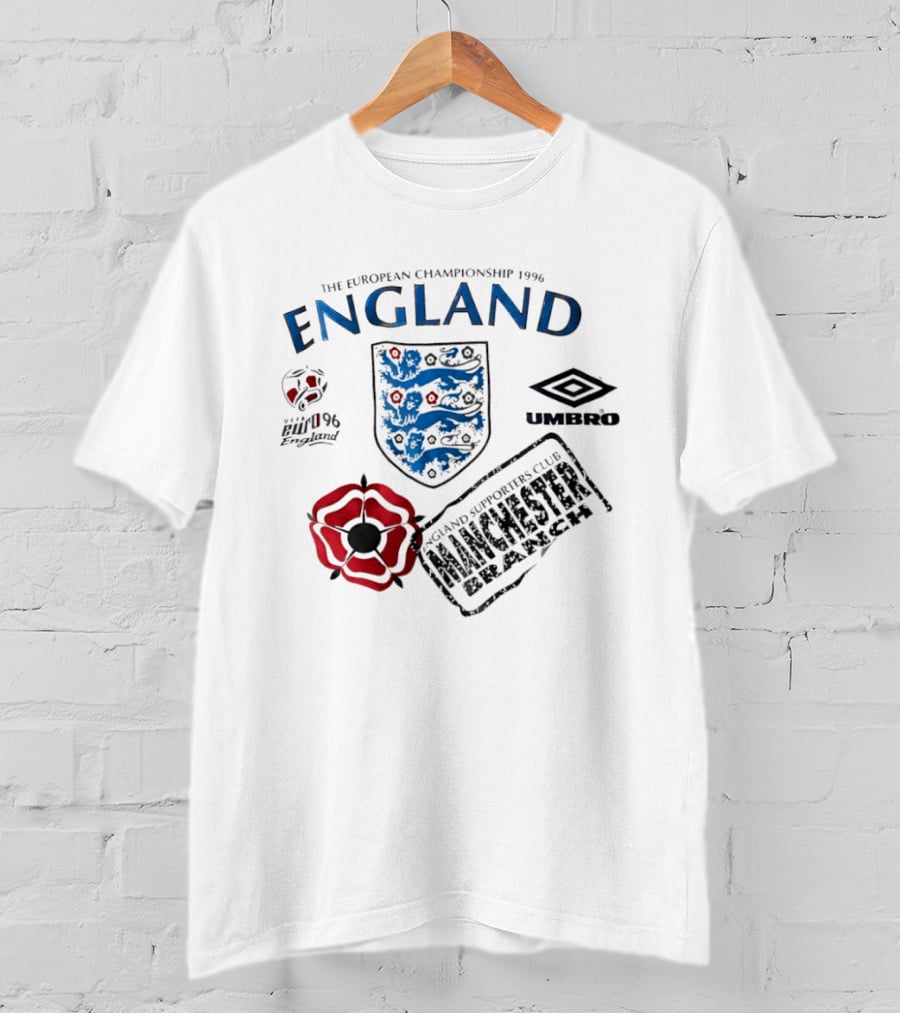 The European Championship 1996 England Supporters Club Manchester Branch Umbro Euro 96 T-Shirt