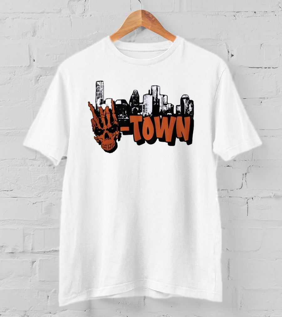 H Town Skull Skyline Houston Texas T-Shirt