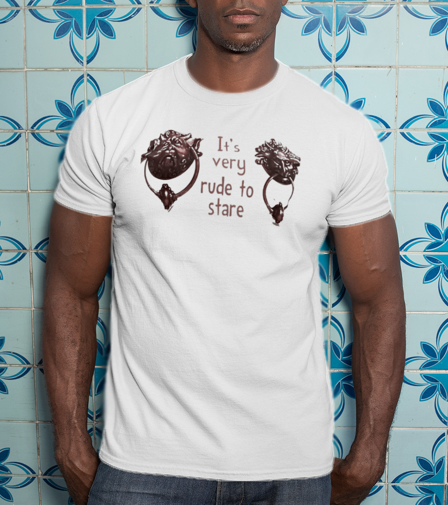 It's Very Rude To Stare Labyrinth Door Knockers Iconic Movie T-Shirt