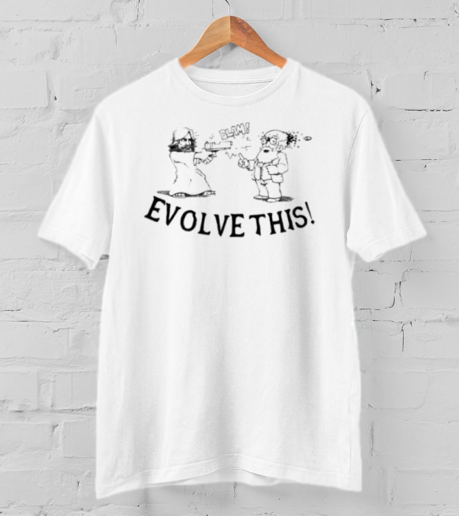 Evolve This Jesus Paul Cartoon Battle Drawing T-Shirt