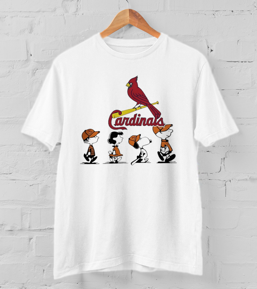 Peanuts Characters St Louis Cardinals Baseball Team Collaboration T-Shirt