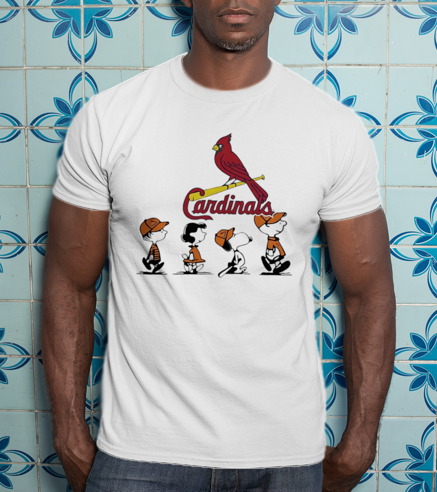 Peanuts Characters St Louis Cardinals Baseball Team Collaboration T-Shirt