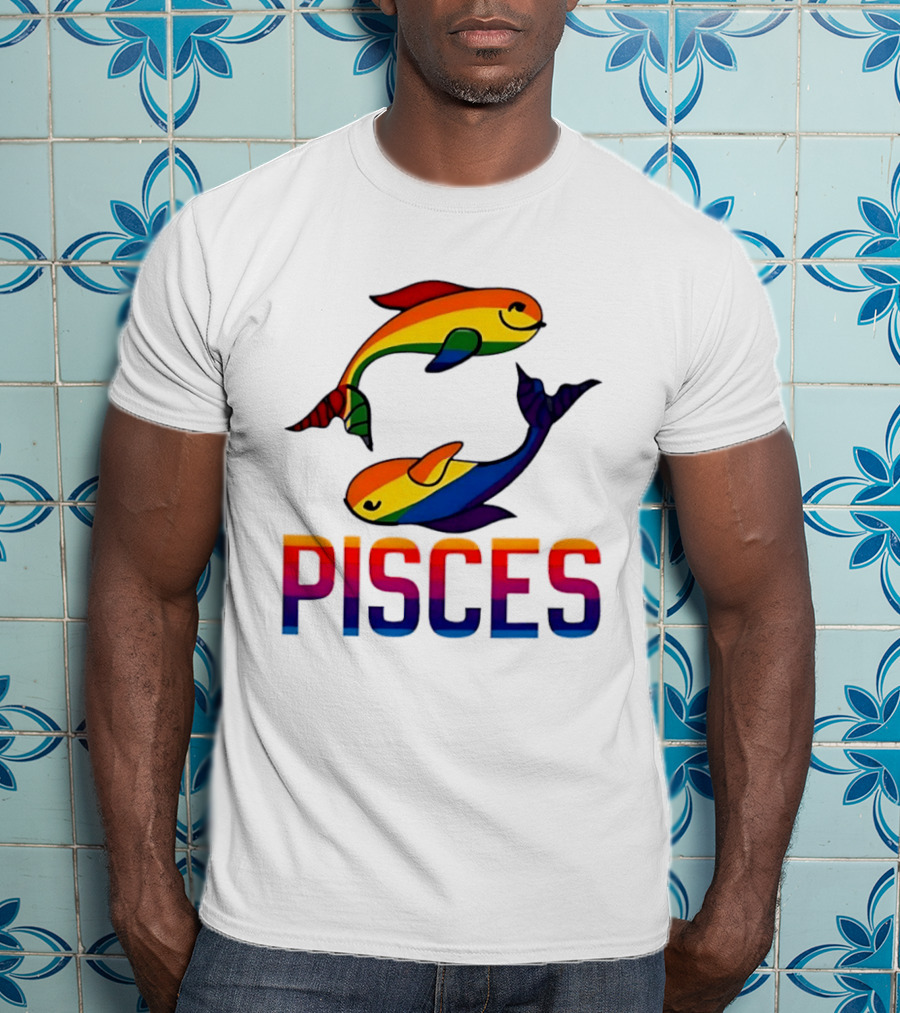 Pisces Fish Rainbow LGBT Pride T-Shirt