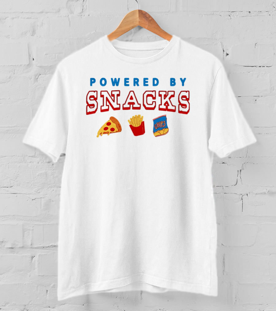 Powered By Snacks Pizza Fries Chips T-Shirt