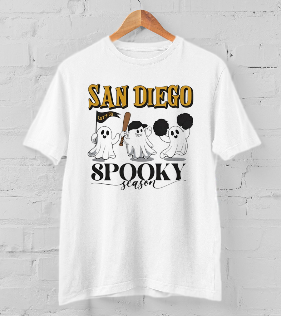 San Diego Let's Go Ghosts Spooky Season Baseball T-Shirt