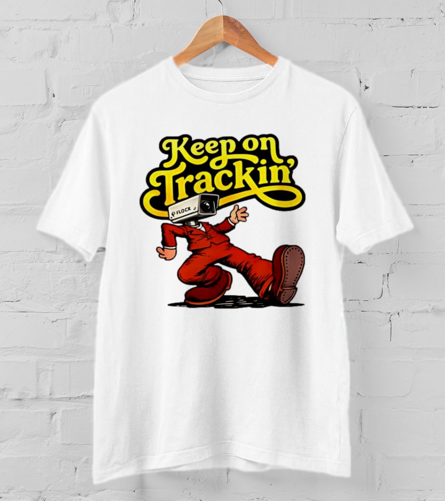 Keep On Trackin' Security Camera Head Person Walking T-Shirt