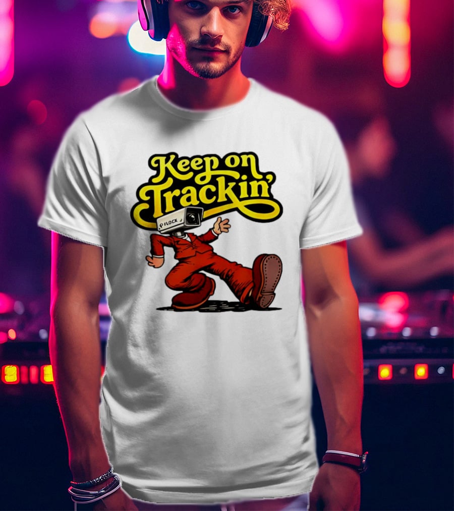 Keep On Trackin' Security Camera Head Person Walking T-Shirt