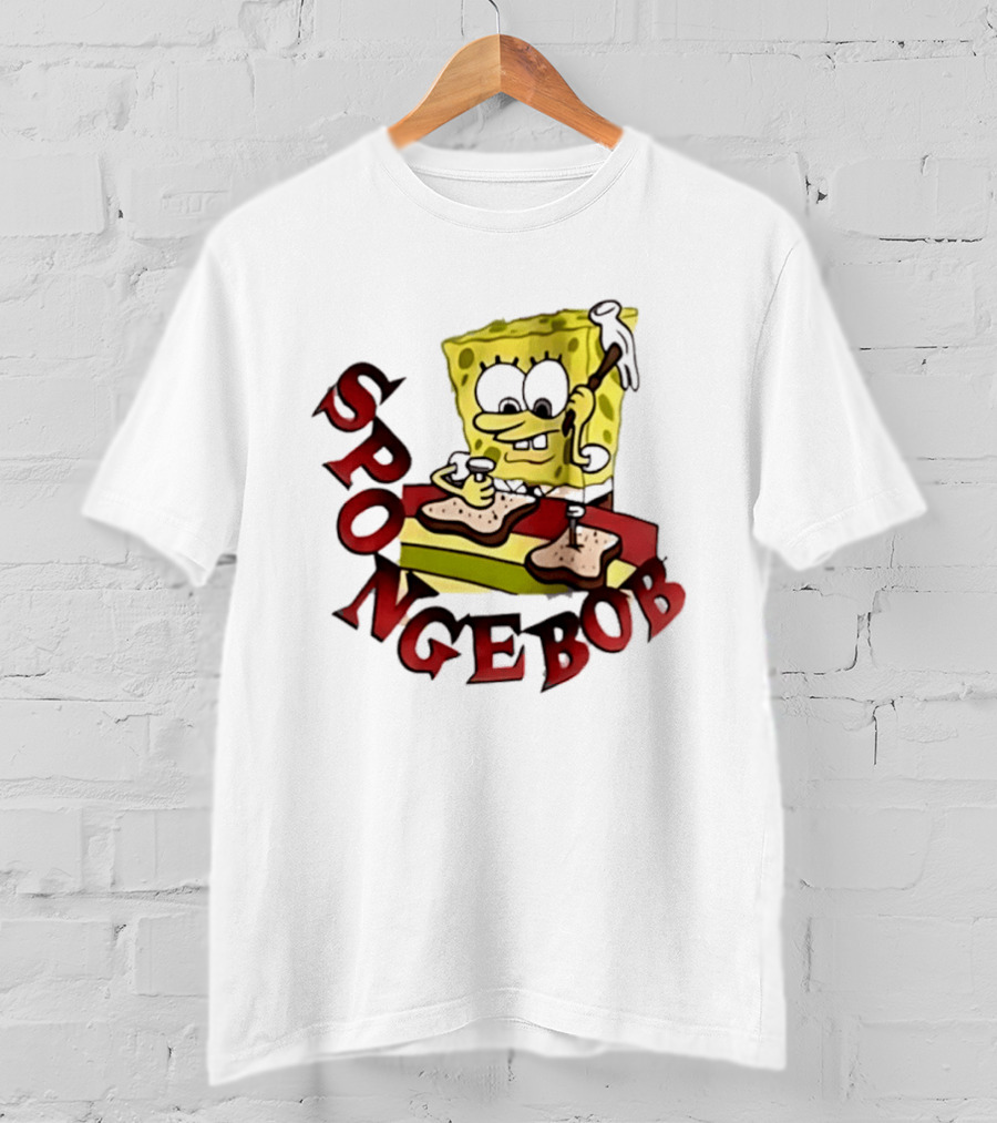 SpongeBob Assembling Sandwich With Hammer T-Shirt