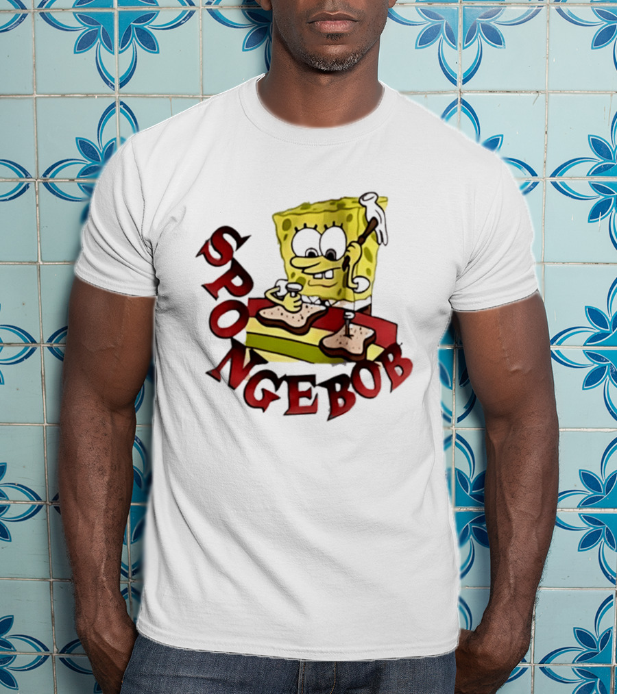 SpongeBob Assembling Sandwich With Hammer T-Shirt