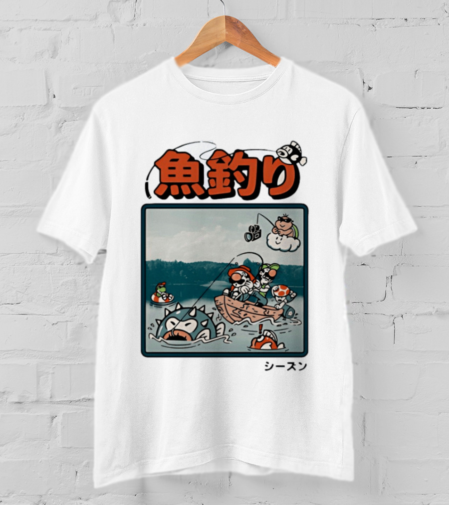 Super Mario Fishing Season Luigi Yoshi Toad Bowser Japan T-Shirt