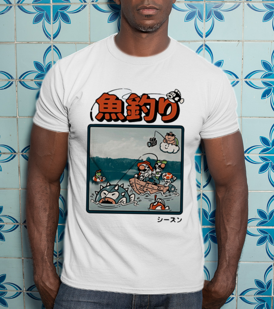 Super Mario Fishing Season Luigi Yoshi Toad Bowser Japan T-Shirt