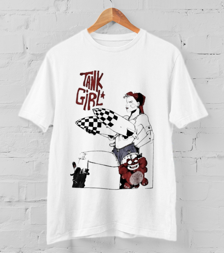 Tank Girl Checkered Missiles Red Text With Plush Toy T-Shirt
