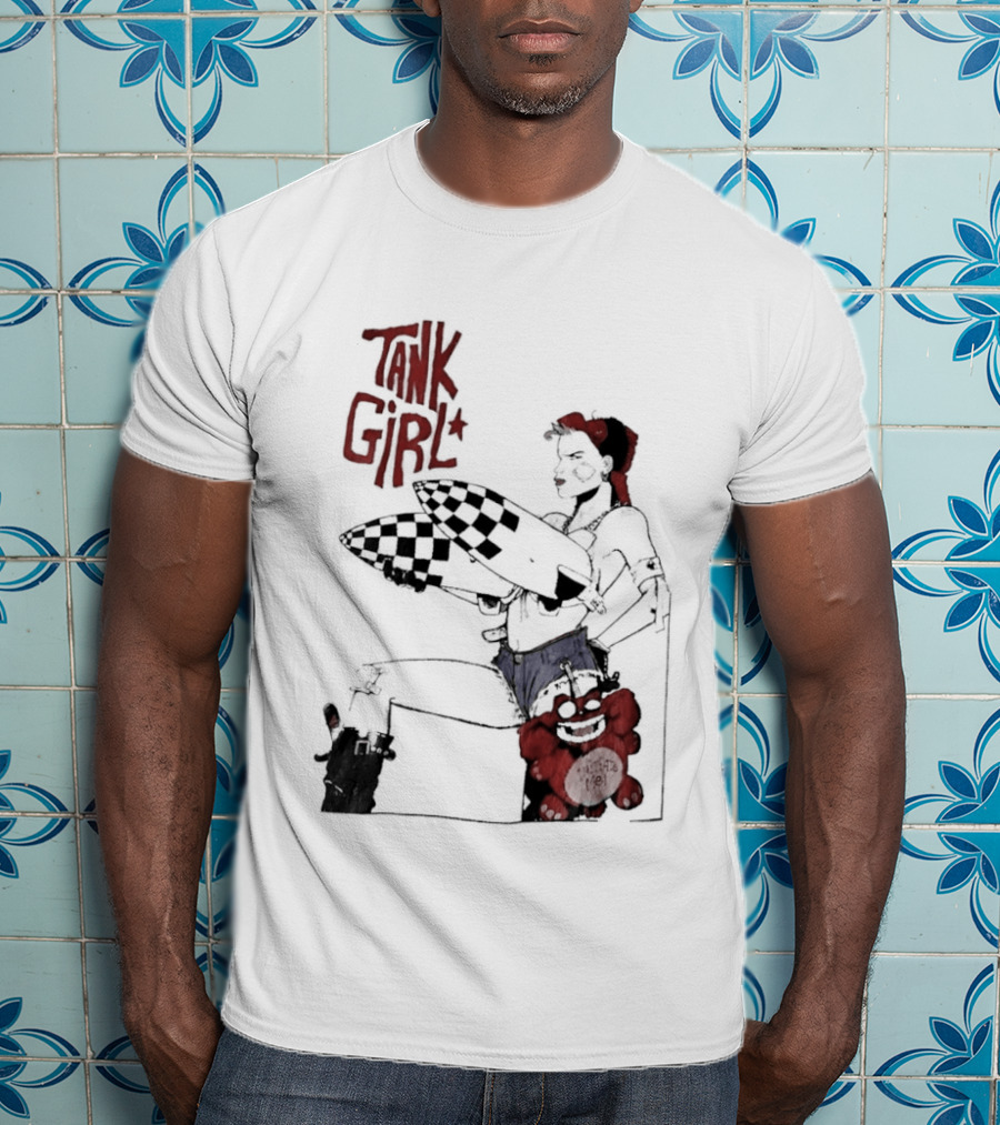 Tank Girl Checkered Missiles Red Text With Plush Toy T-Shirt