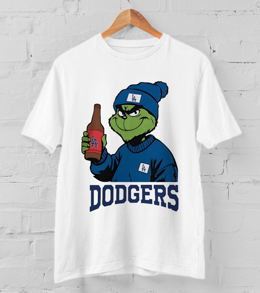 Los Angeles Dodgers MLB Christmas Grinch Beanie And Sweater T-Shirt