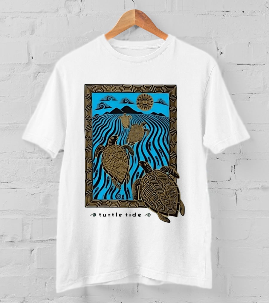 Turtle Tide Ocean Sea Life Coastal Nautical Waves And Sun T-Shirt