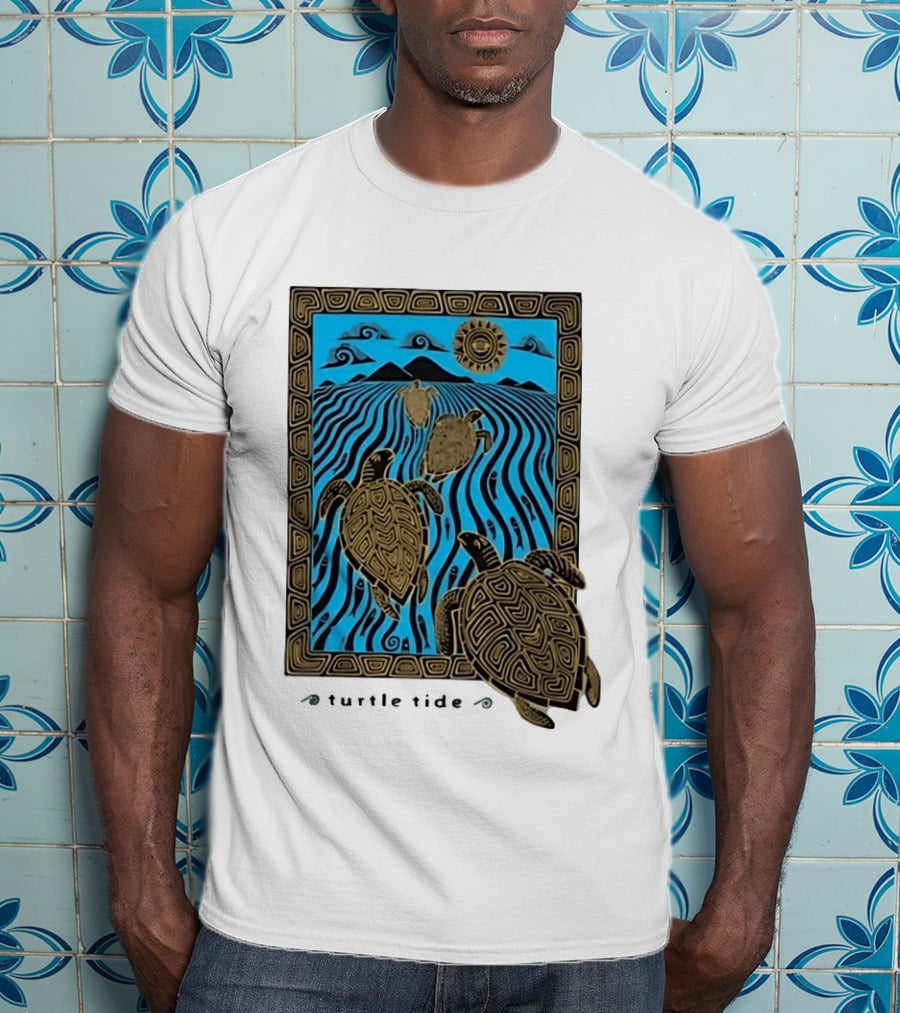 Turtle Tide Ocean Sea Life Coastal Nautical Waves And Sun T-Shirt