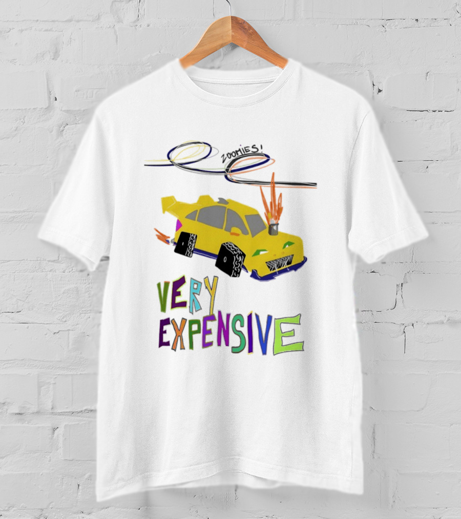 Zoomies Funky Automotive Very Expensive Car Flames Colorful T-Shirt