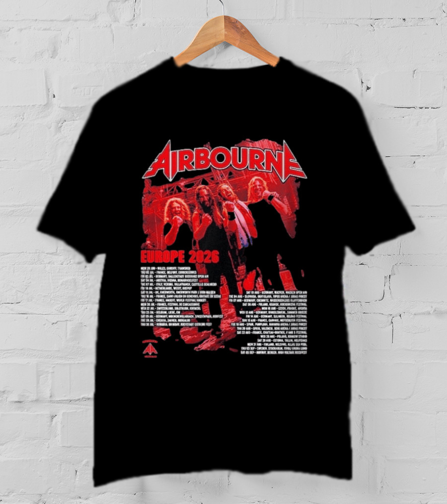 Airbourne Get Gutsy Europe 2026 Tour Dates And Cities T-Shirt