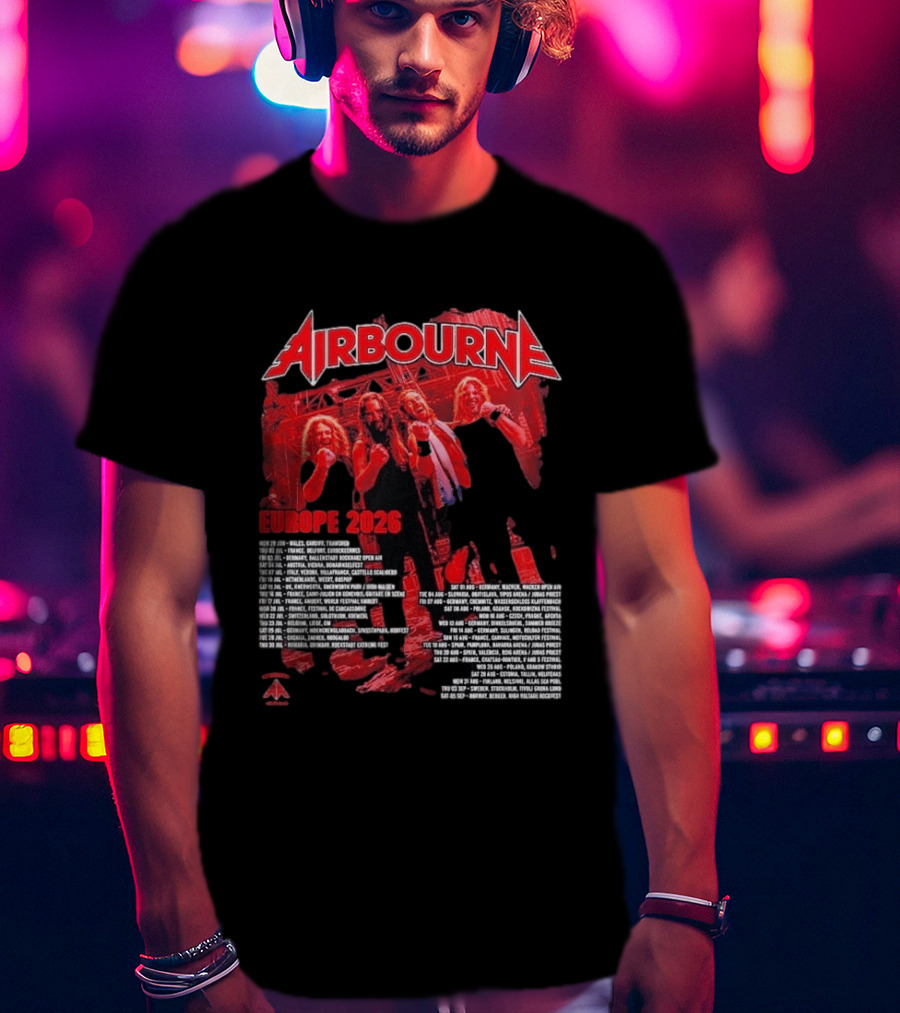Airbourne Get Gutsy Europe 2026 Tour Dates And Cities T-Shirt