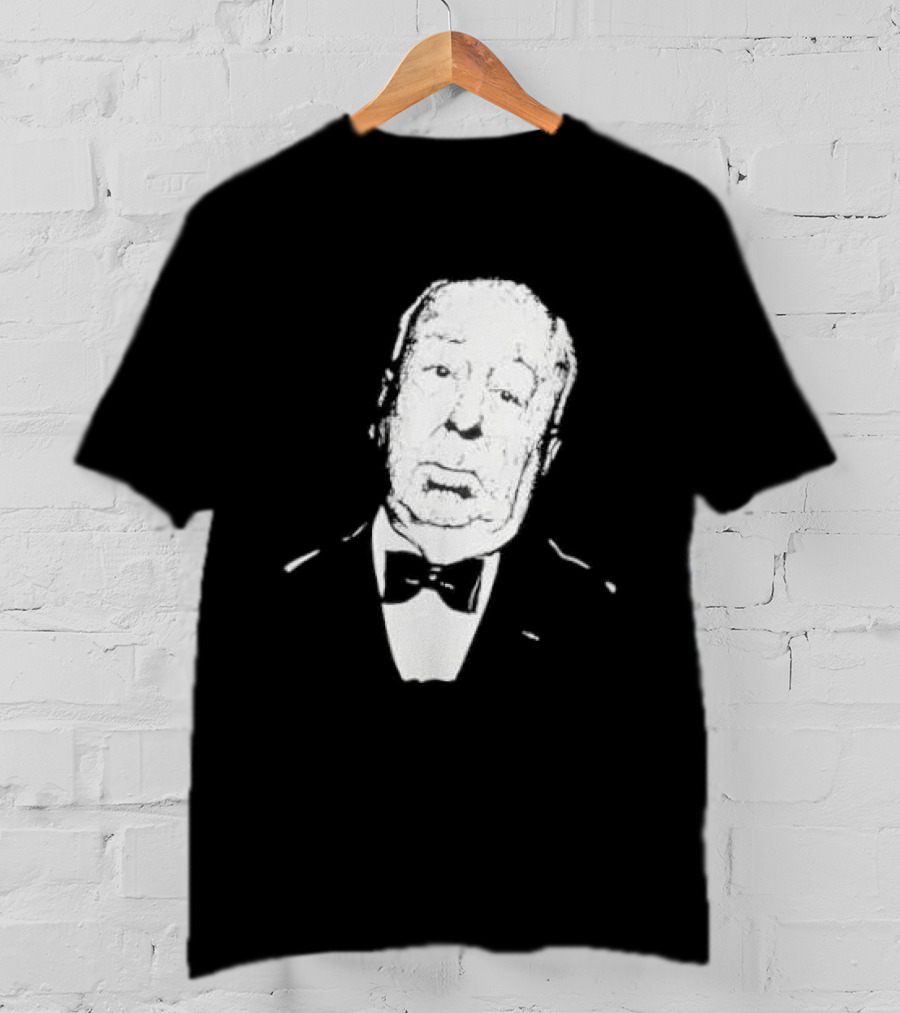 Alfred Hitchcock Staring Silhouette Iconic Filmmaker Style Bowtie T-Shirt
