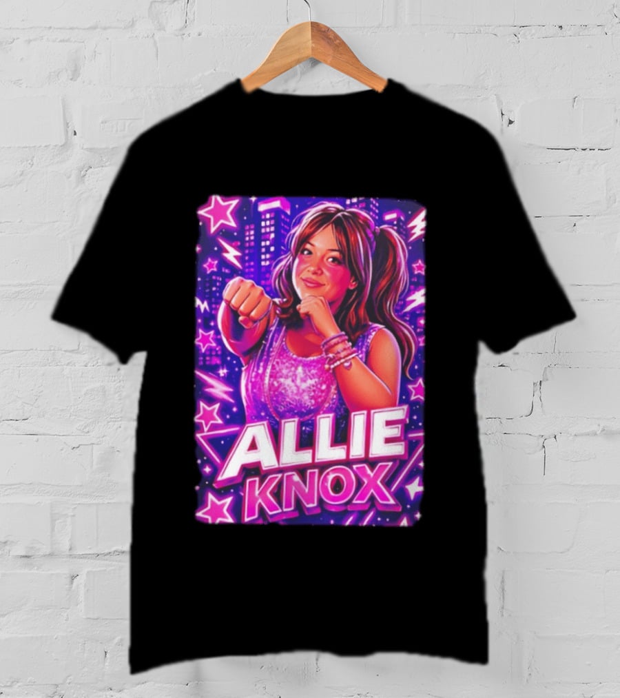 Allie Knox Retro Neon City Lights Style With Stars T-Shirt