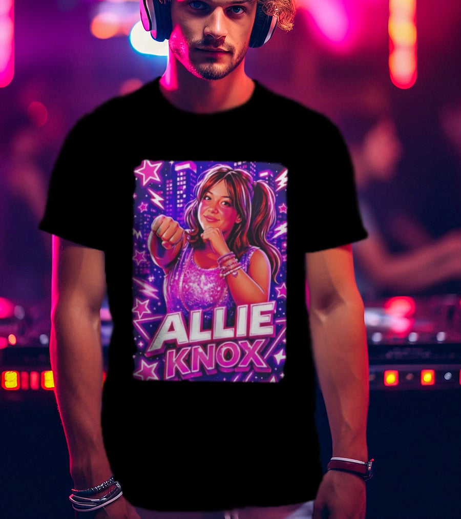 Allie Knox Retro Neon City Lights Style With Stars T-Shirt