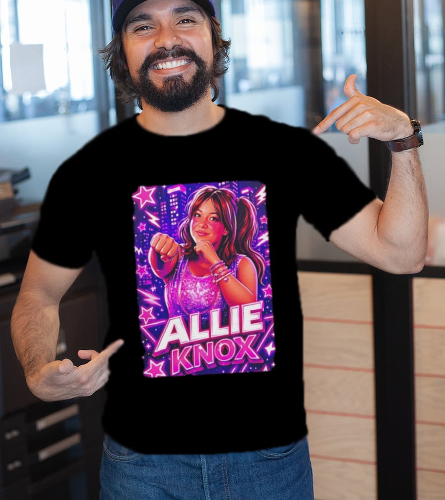 Allie Knox Retro Neon City Lights Style With Stars T-Shirt