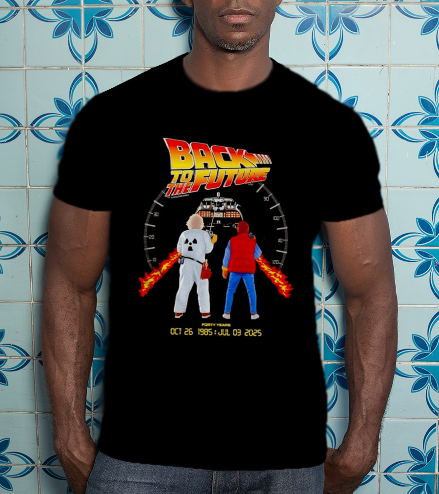 Back To The Future Forty Years Oct 26 1985 Jul 03 2025 Movie Anniversary T-Shirt