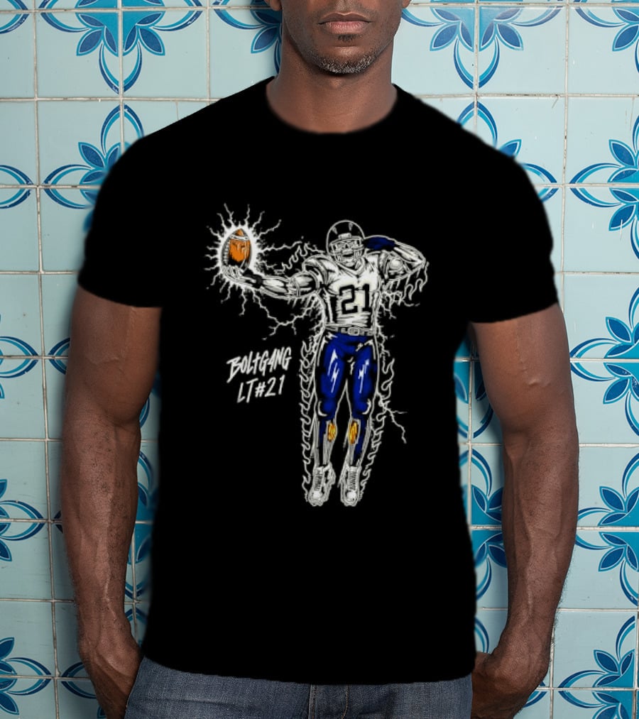Boltgang LT 21 Skeleton Football Player Lightning Charge T-Shirt