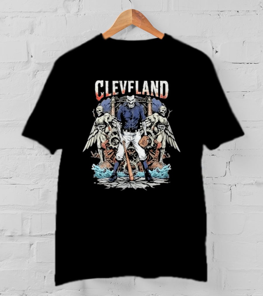 Cleveland Guardians Of The Diamond Baseball Skeleton With Wings T-Shirt