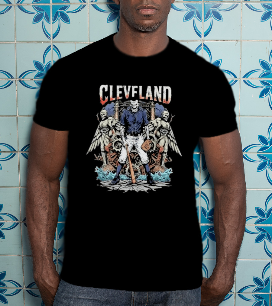 Cleveland Guardians Of The Diamond Baseball Skeleton With Wings T-Shirt