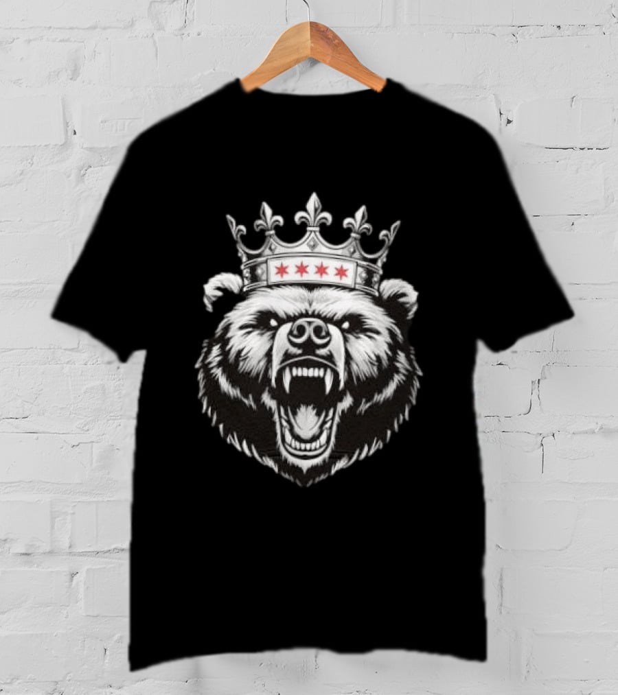 Chicago Bear Crown Four Stars Fleur De Lis T-Shirt