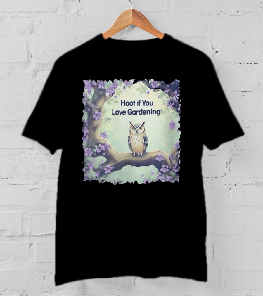 Hoot If You Love Gardening Owl In Blossom Tree T-Shirt