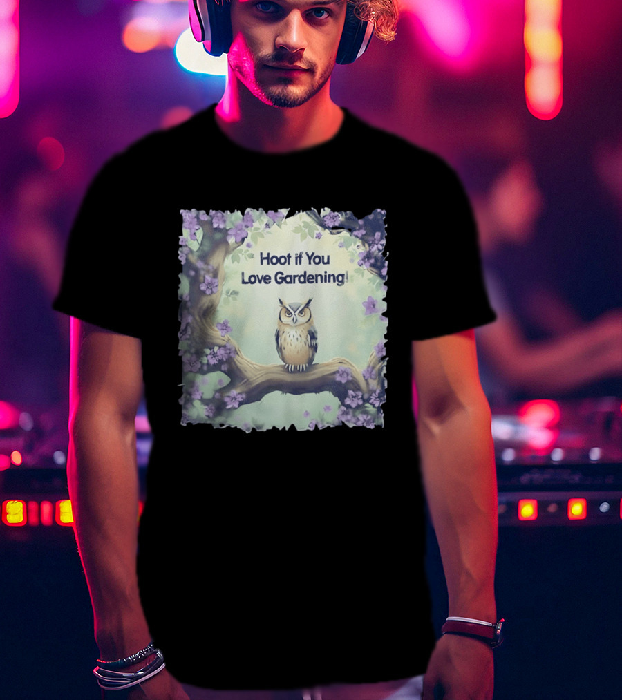 Hoot If You Love Gardening Owl In Blossom Tree T-Shirt