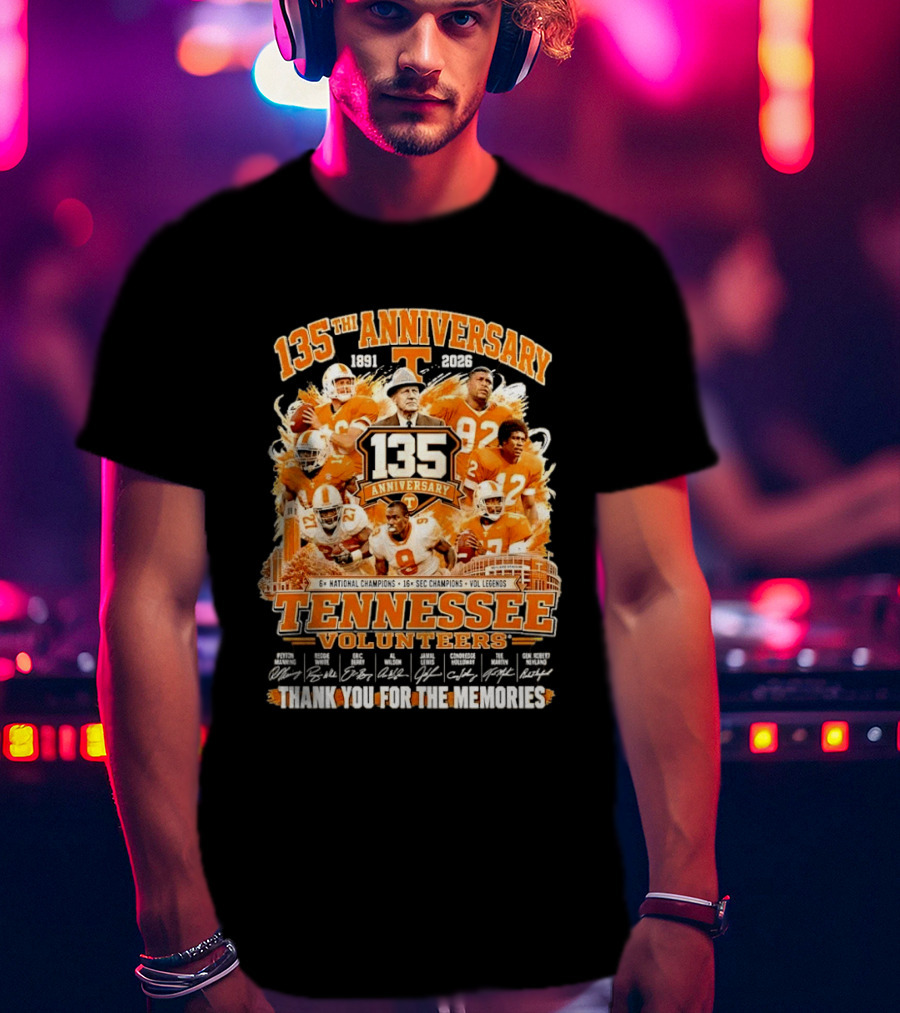 135th Anniversary Tennessee Volunteers Vol Legends Peyton Manning Reggie White National SEC Champions 1891 2026 Thank You For The Memories T-Shirt