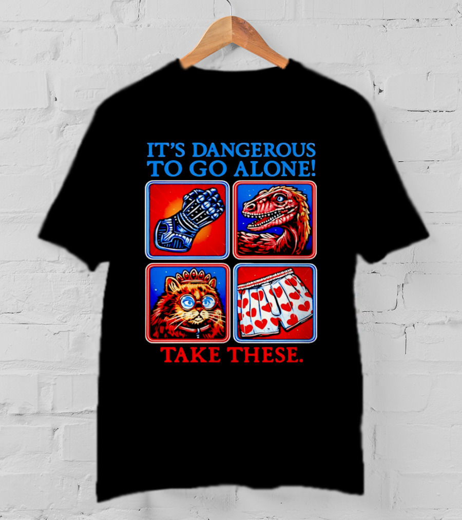 It's Dangerous To Go Alone Take These Gauntlet Raptor Cat Heart Boxers T-Shirt