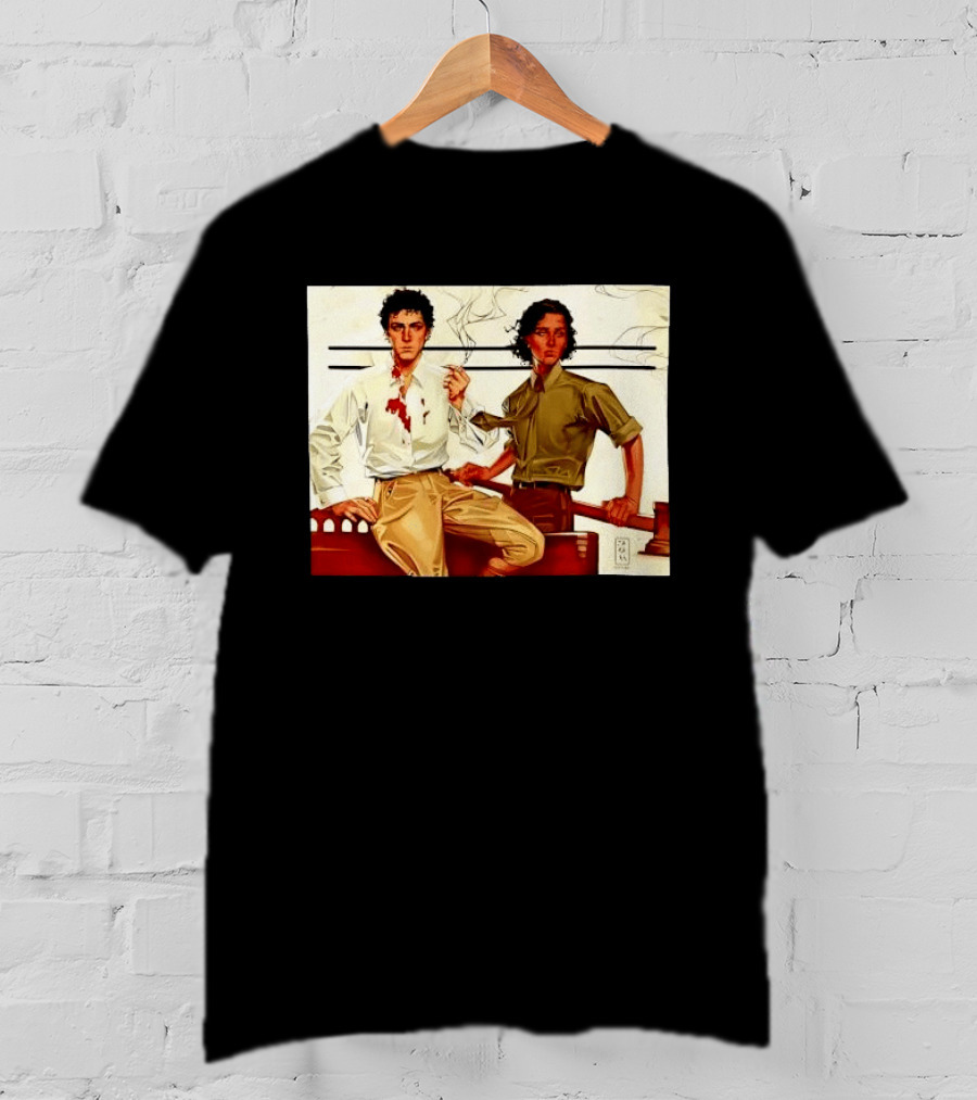 JAPH Two Men Smoking With Bloodstain T-Shirt