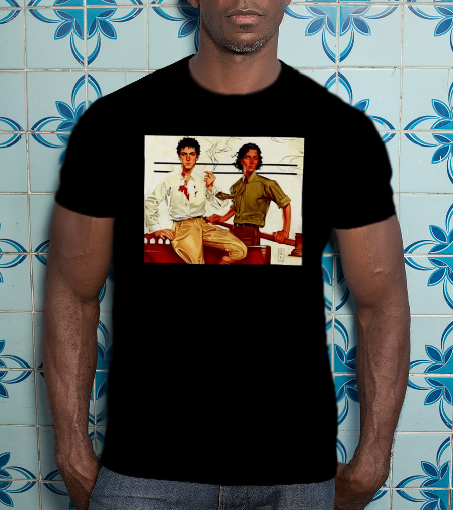 JAPH Two Men Smoking With Bloodstain T-Shirt