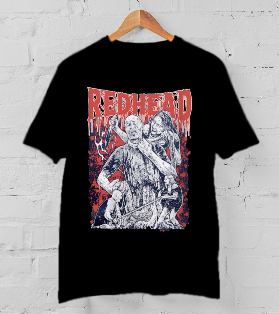 Red Head Horror Gruesome Comic Style Bloodied Figures T-Shirt