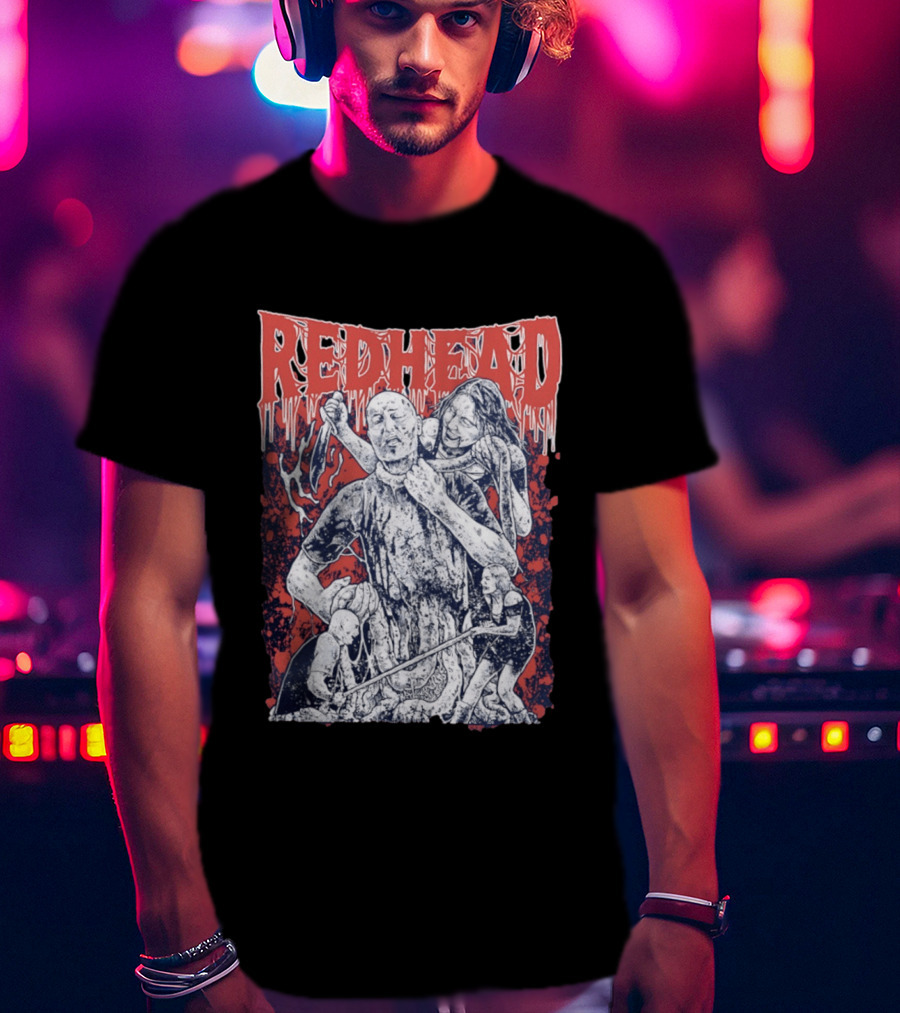 Red Head Horror Gruesome Comic Style Bloodied Figures T-Shirt