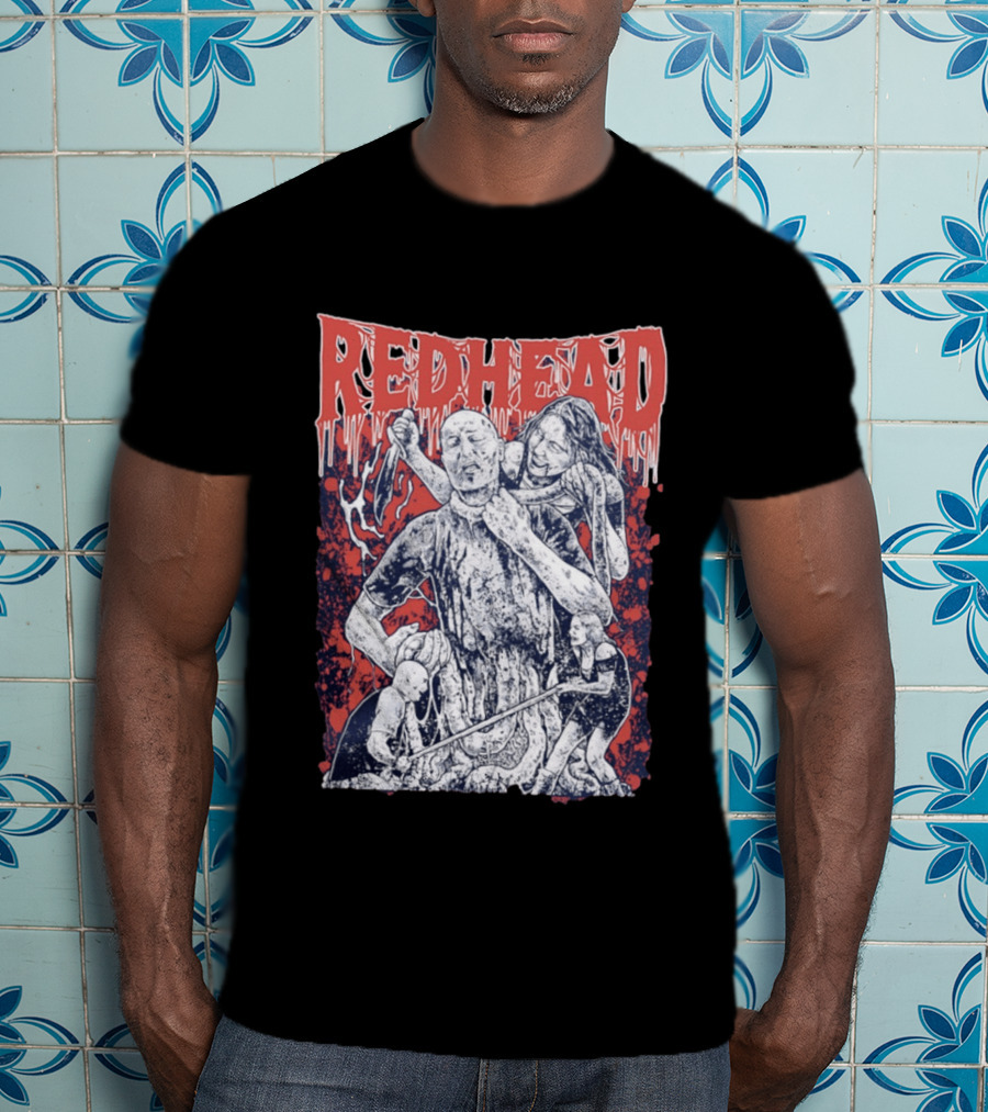 Red Head Horror Gruesome Comic Style Bloodied Figures T-Shirt