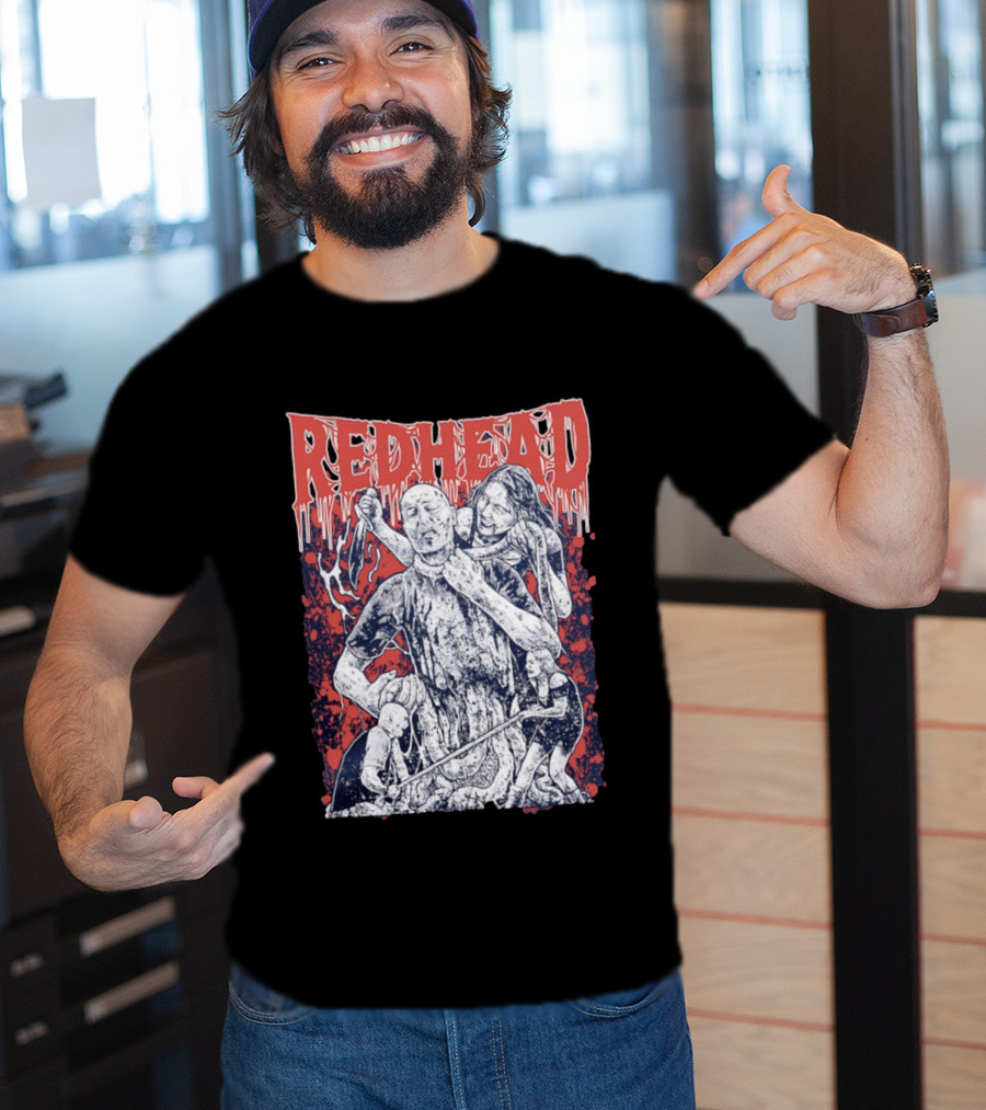 Red Head Horror Gruesome Comic Style Bloodied Figures T-Shirt