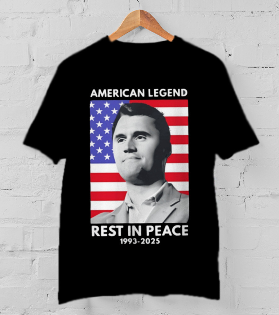 American Legend Rest In Peace Charlie Kirk 1993 2025 USA Flag T-Shirt
