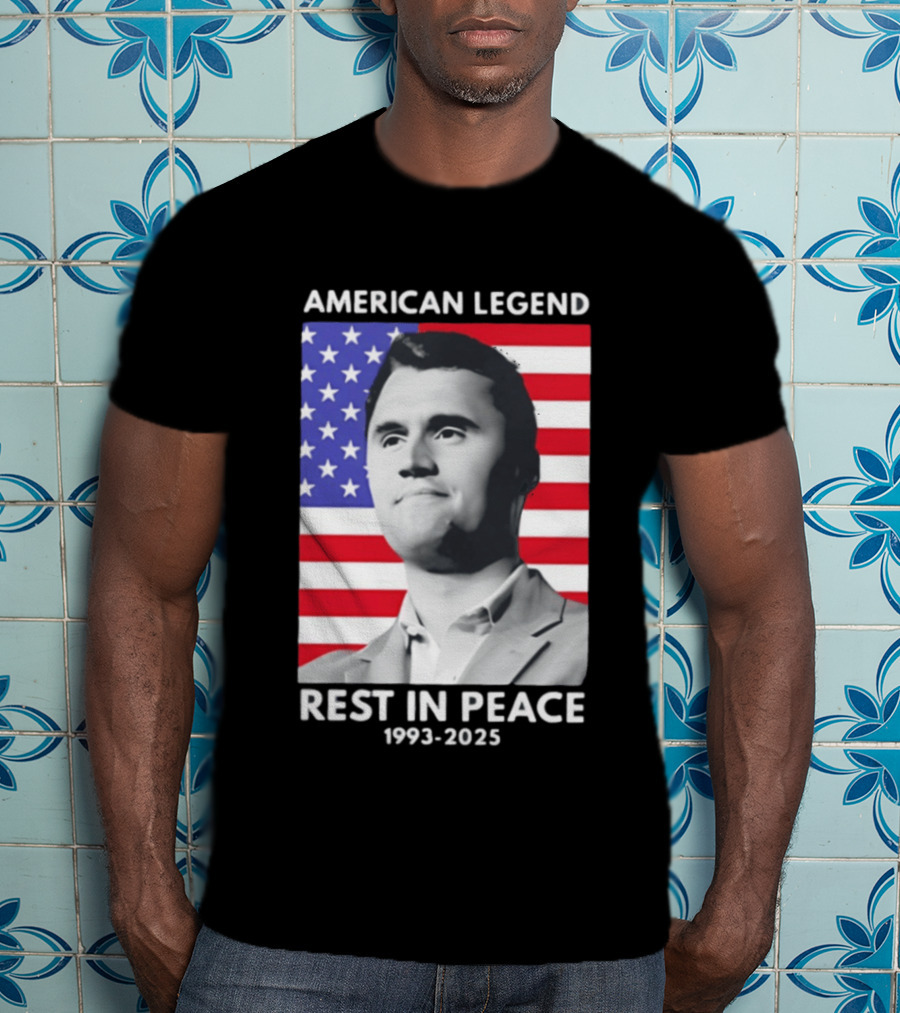 American Legend Rest In Peace Charlie Kirk 1993 2025 USA Flag T-Shirt