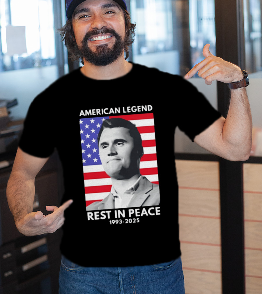 American Legend Rest In Peace Charlie Kirk 1993 2025 USA Flag T-Shirt